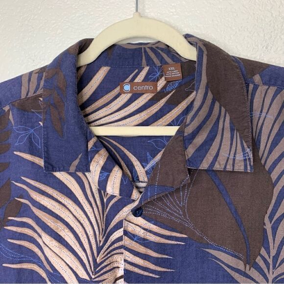 Centro Linen Cotton Blend Men’s Button Down Short Sleeves Shirt, Size XXL - Picture 4 of 11